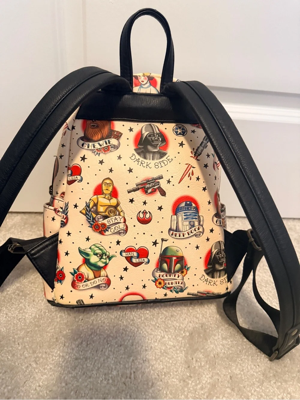 Loungefly Star Wars Cream Tattoo Mini Backpack with Black Trim